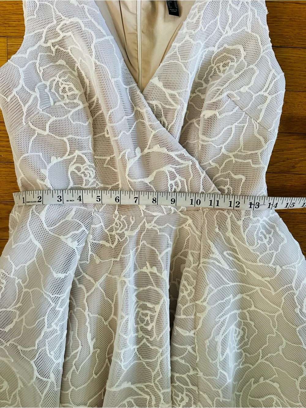 Adrianna Papell Bonded Mesh High-Low Dress - White & Blush - Wedding - Picture 15 of 16